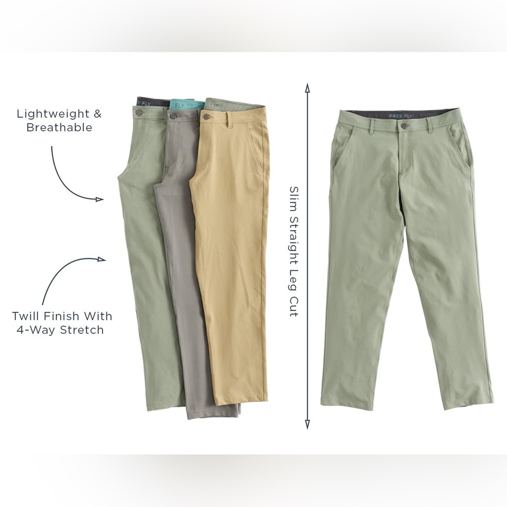 Free Fly Nomad Pants Performance Stretch Chino Mens 40x32 Tech UPF 50+.   L14 - Picture 3 of 8